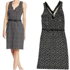 Blumarine Dress US Sz 6 Black White Moon Stars V-neck Sleeveless MADE IN ITALY